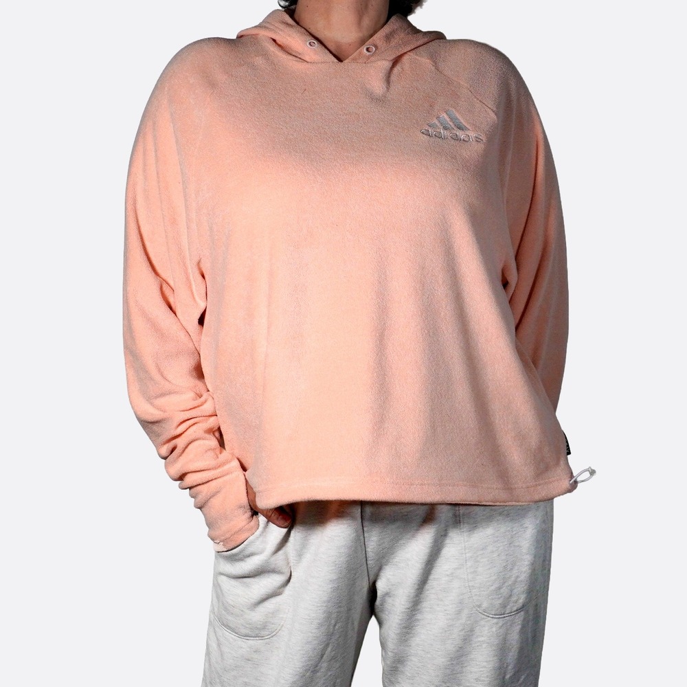 Adidas Peach AeroReady Toweling Terry Hoodie Plus XL 1X Relaxed Pullover